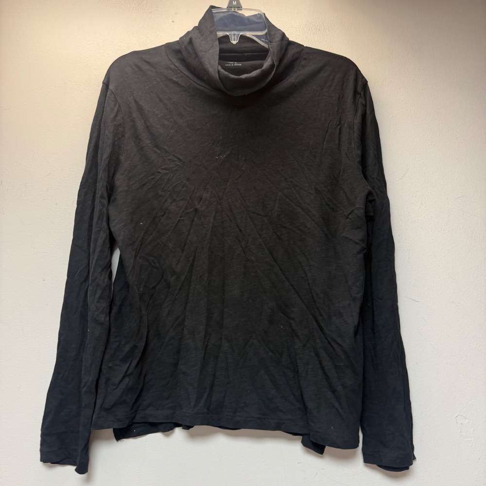 Madewell Turtleneck Top Womens Large Black Excellent Cotton Long Sleeve 15738